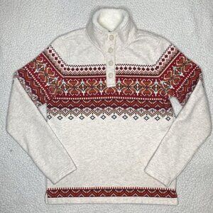 Orvis Printed Fair Isle Snap Pullover: Size Extra Small